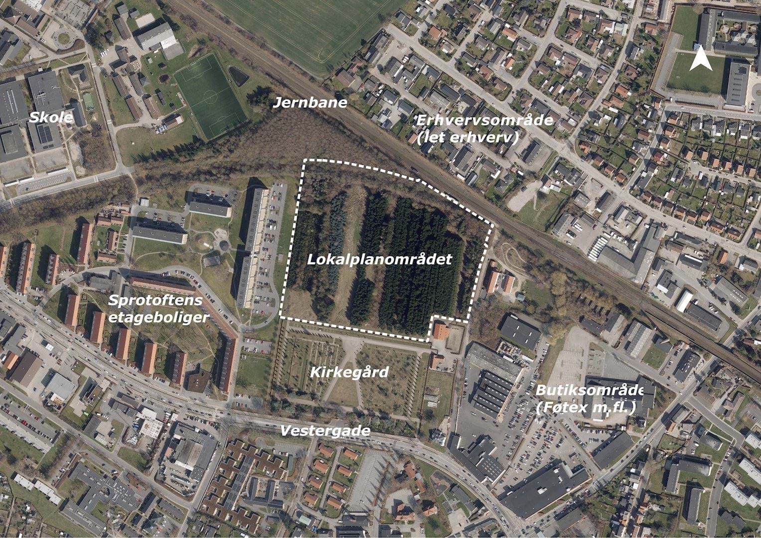 Kortet viser planområdet og de nærmeste omgivelser.